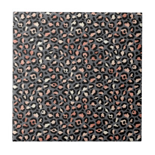 Animal Print Leopard Spots Black Pink Wild Animals Tile
