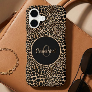 Animal Print Leopard Spots Black & Tan Custom Name