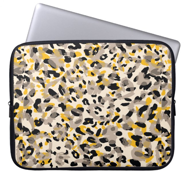 Animal print, leopard texture background laptop sleeve (Front)