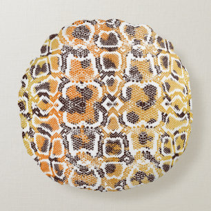 Animal print, leopard texture background, snake pa round cushion