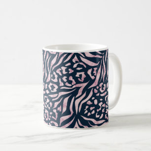 Animal print, leopard, tiger, blue, pink, skin, coffee mug
