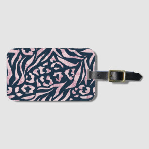 Animal print, leopard, tiger, blue, pink, skin, luggage tag