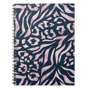 Animal print, leopard, tiger, blue, pink, skin, notebook