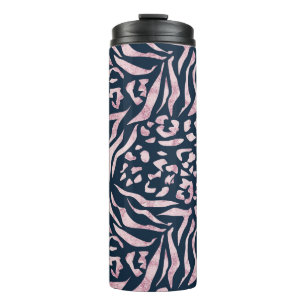 Animal print, leopard, tiger, blue, pink, skin thermal tumbler