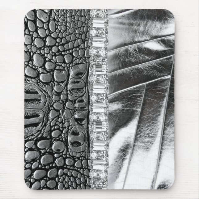 Animal Print Metallic Leather Rhinestone Mousepad (Front)