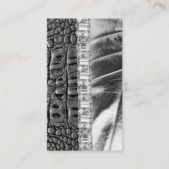 Animal Print Metallic Rhinestone Business Card (Front)