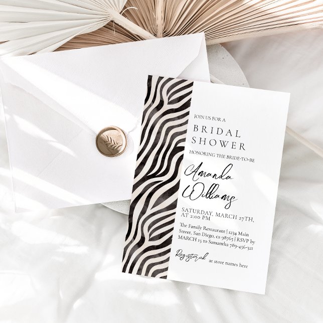 Animal Print Modern Blak & White Bridal Shower  Invitation (Creator Uploaded)