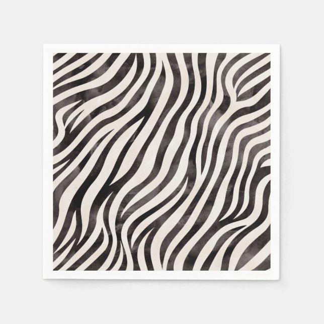 Animal Print Modern Blak & White Bridal Shower  Napkin (Front)