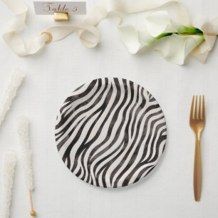 Animal Print Modern Blak & White Bridal Shower  Paper Plate