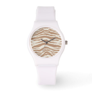 ANIMAL PRINT NEUTRAL ZEBRA CUSTOM WHITE WATCH