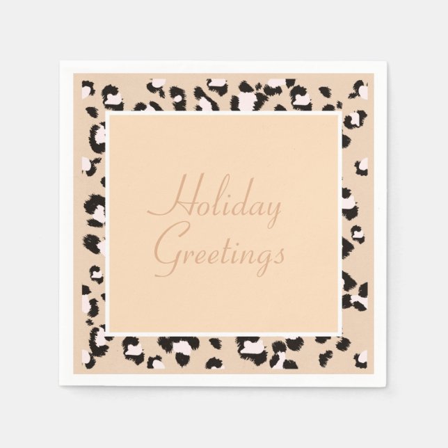 Animal Print on Light Pastel Kraft Background Napkin (Front)