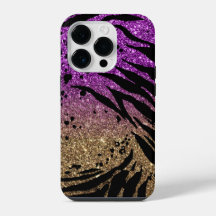 Animal Print on Purple & Gold Glitter