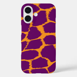 Animal print orange purple bright graphic iPhone 16 case