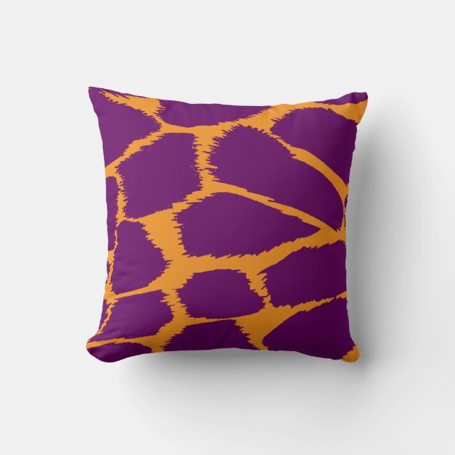 Animal print orange purple complementary pillow (Front)