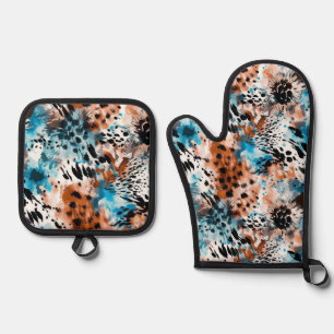 Animal Print Oven Mitt & Pot Holder Set
