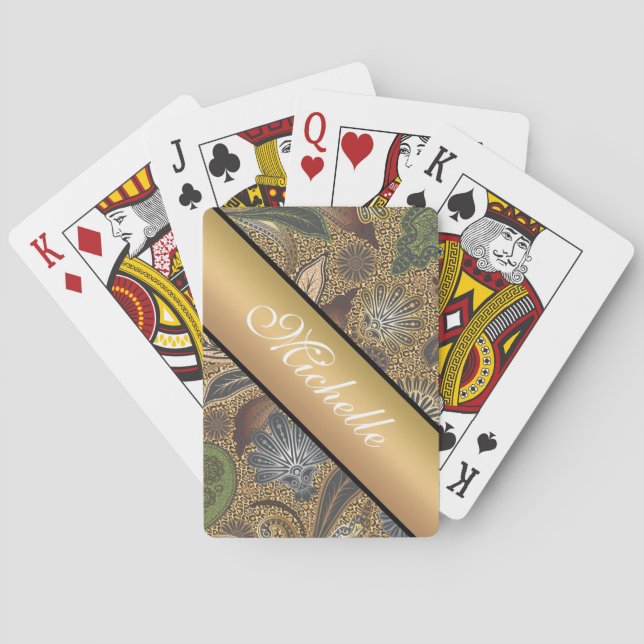 Animal Print Paisley Pattern Playing Cards (Back)