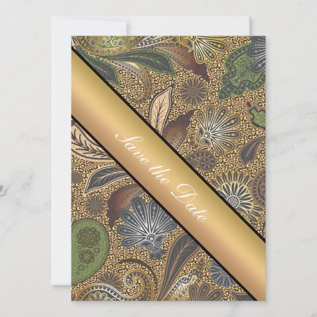 Animal Print Paisley Pattern Save The Date (Front)