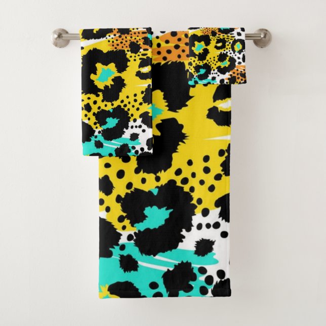 Animal print pattern bath towel set (Insitu)