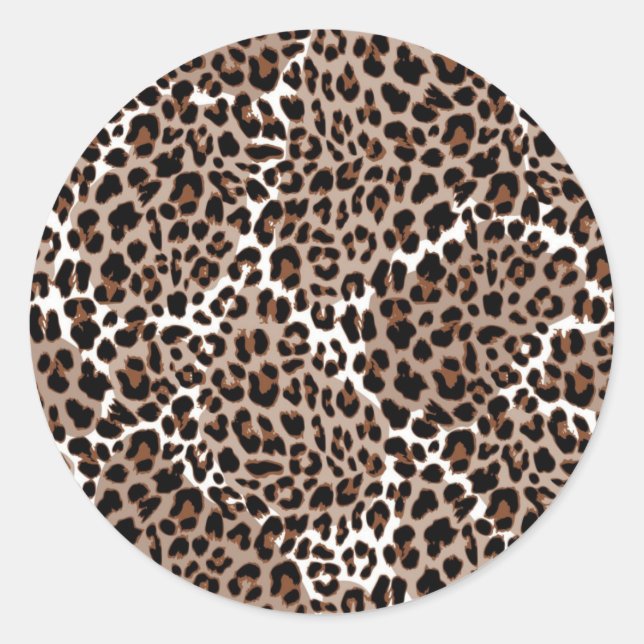 Animal print pattern classic round sticker (Front)