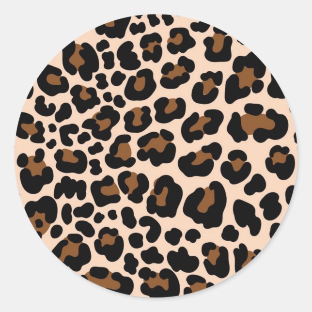 Animal print pattern classic round sticker (Front)