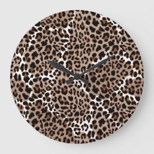 Animal print pattern large clock