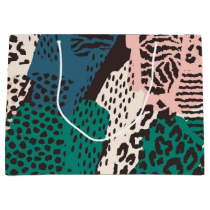 Animal print pattern large gift bag