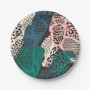 Animal print pattern paper plate