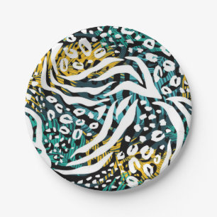 Animal print pattern paper plate