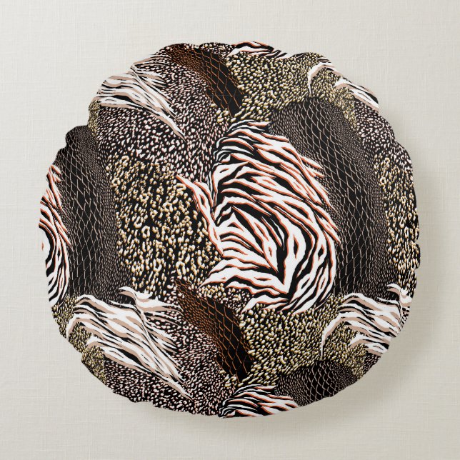 Animal Print Pattern Round Pillow (Front)