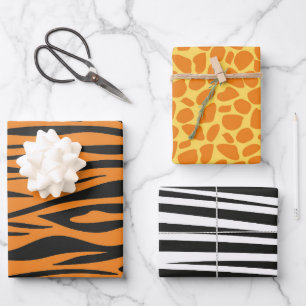Animal Print Pattern Wild Animals Birthday Wrapping Paper Sheet