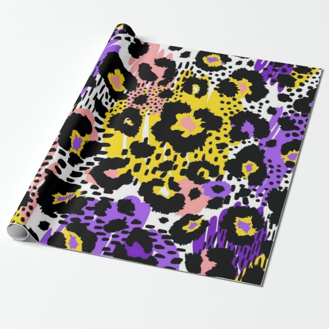 Animal print pattern wrapping paper (Unrolled)