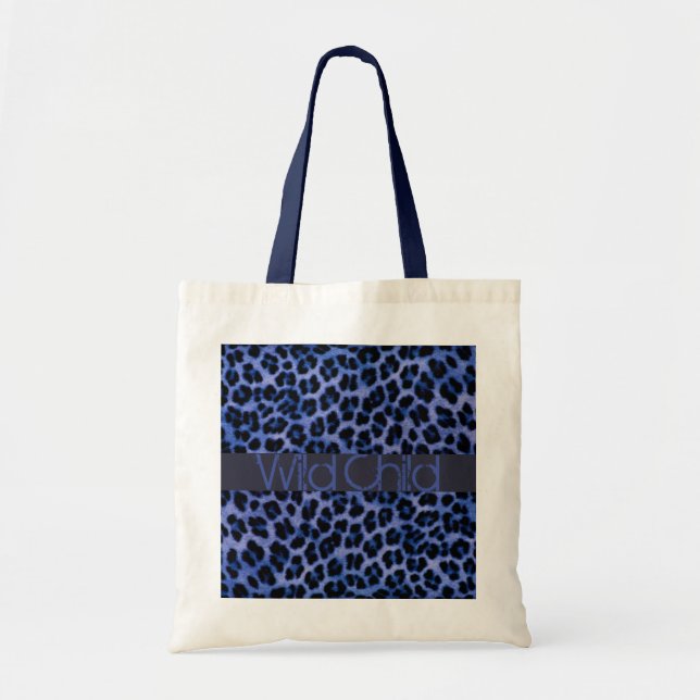 Animal Print Personalised Blue Tote Bag (Front)