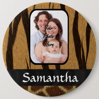 Animal print photo background 6 cm round badge