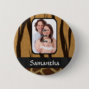 Animal print photo background 6 cm round badge