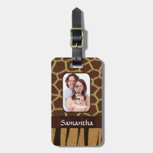 Animal print photo background luggage tag