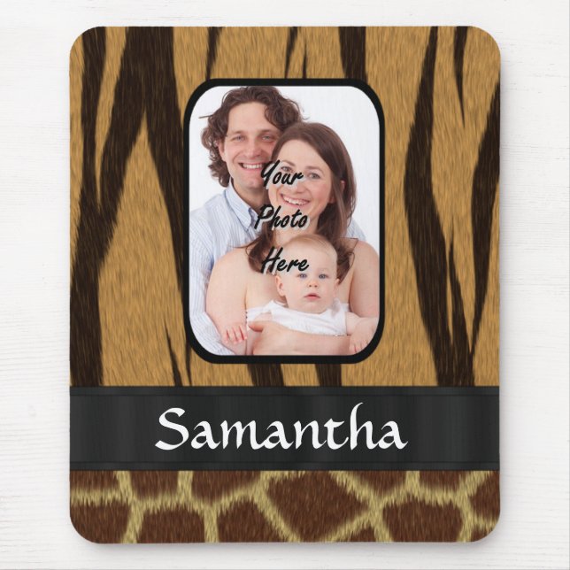 Animal print photo background mouse mat (Front)