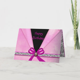 Animal Print Pink & Black Folded Sweet 16 Card