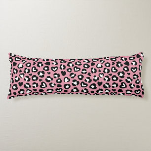 Animal Print, Pink Leopard, Cheetah Spots, Hearts Body Cushion