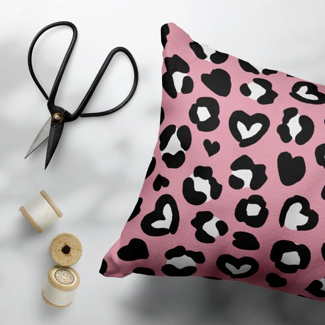 Animal Print, Pink Leopard, Cheetah Spots, Hearts Decorative Cushion (Creator Uploaded)