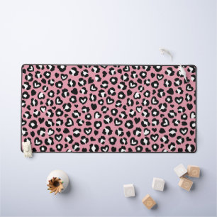 Animal Print, Pink Leopard, Cheetah Spots, Hearts Desk Mat