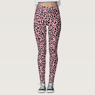 Animal Print, Pink Leopard, Cheetah Spots, Hearts Leggings