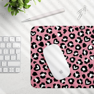 Animal Print, Pink Leopard, Cheetah Spots, Hearts Mouse Mat