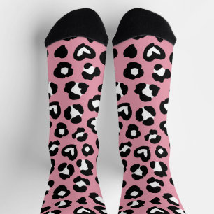 Animal Print, Pink Leopard, Cheetah Spots, Hearts Socks