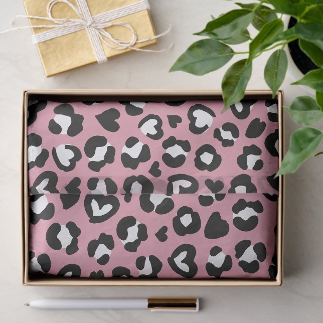 Animal Print, Pink Leopard, Cheetah Spots, Hearts Tissue Paper (Gift)
