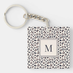 Animal print pink monogram  key ring