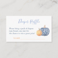 Animal Print Pumpkin Blue and White Diaper Raffle