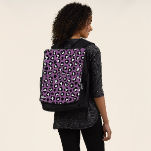 Animal Print, Purple Leopard, Cheetah Spots, Heart Backpack