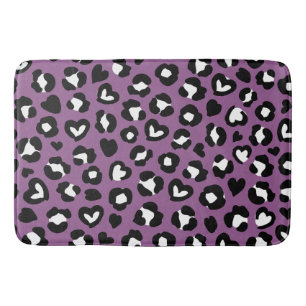 Animal Print, Purple Leopard, Cheetah Spots, Heart Bath Mat