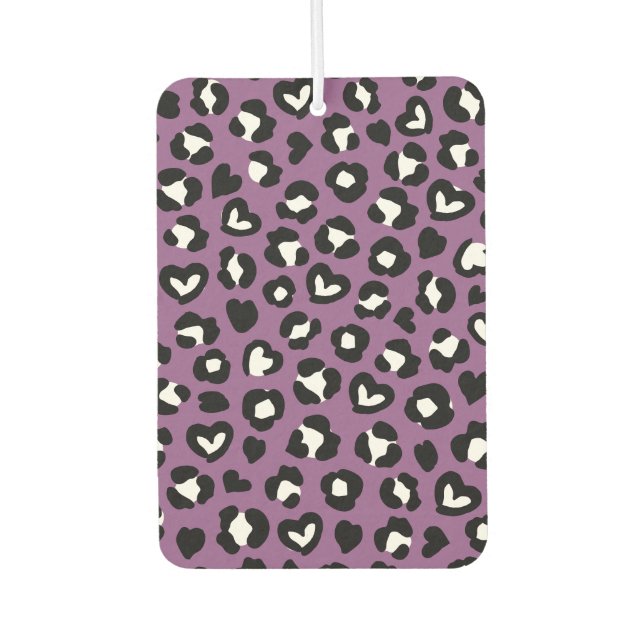 Animal Print, Purple Leopard, Cheetah Spots, Heart Car Air Freshener (Front)