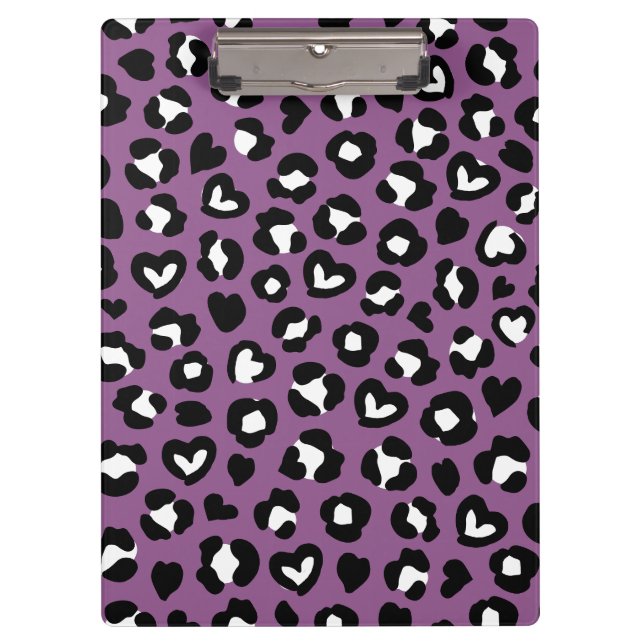 Animal Print, Purple Leopard, Cheetah Spots, Heart Clipboard (Front)